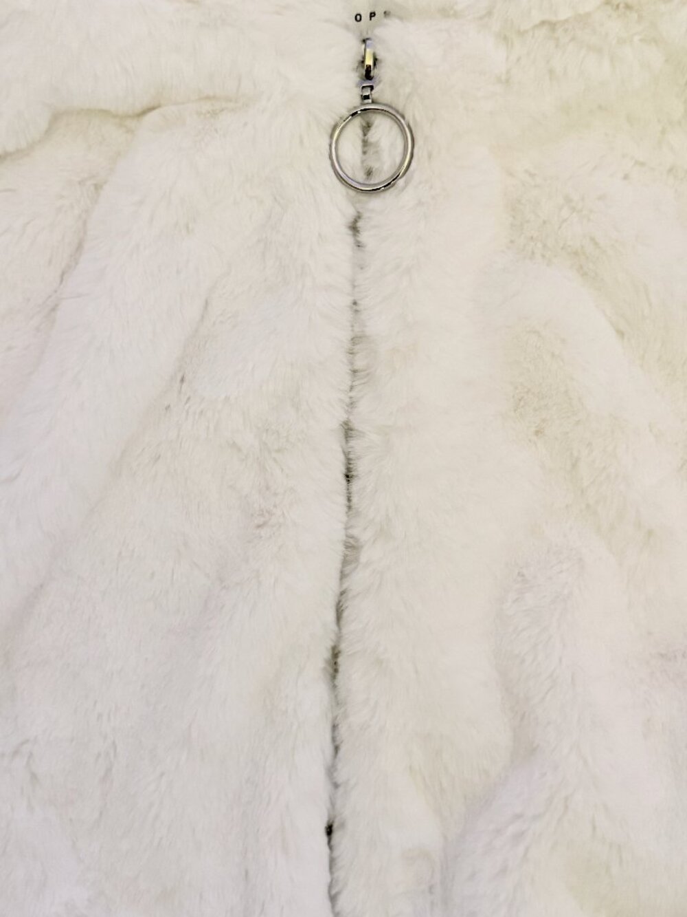 PETITE Topshop White Faux Fur Hooded Cropped Zip Jacket